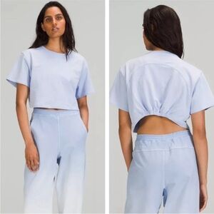 Lululemon LA Gathered Back Cropped Tee Blue Linen
